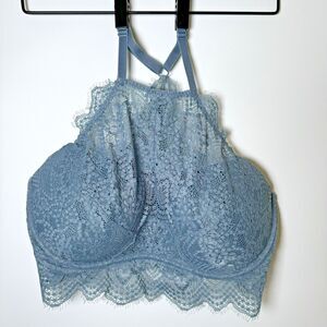 Victoria Secret Push Up Bralette Large DD Gray Lace Fairy Coquette Cottagecore